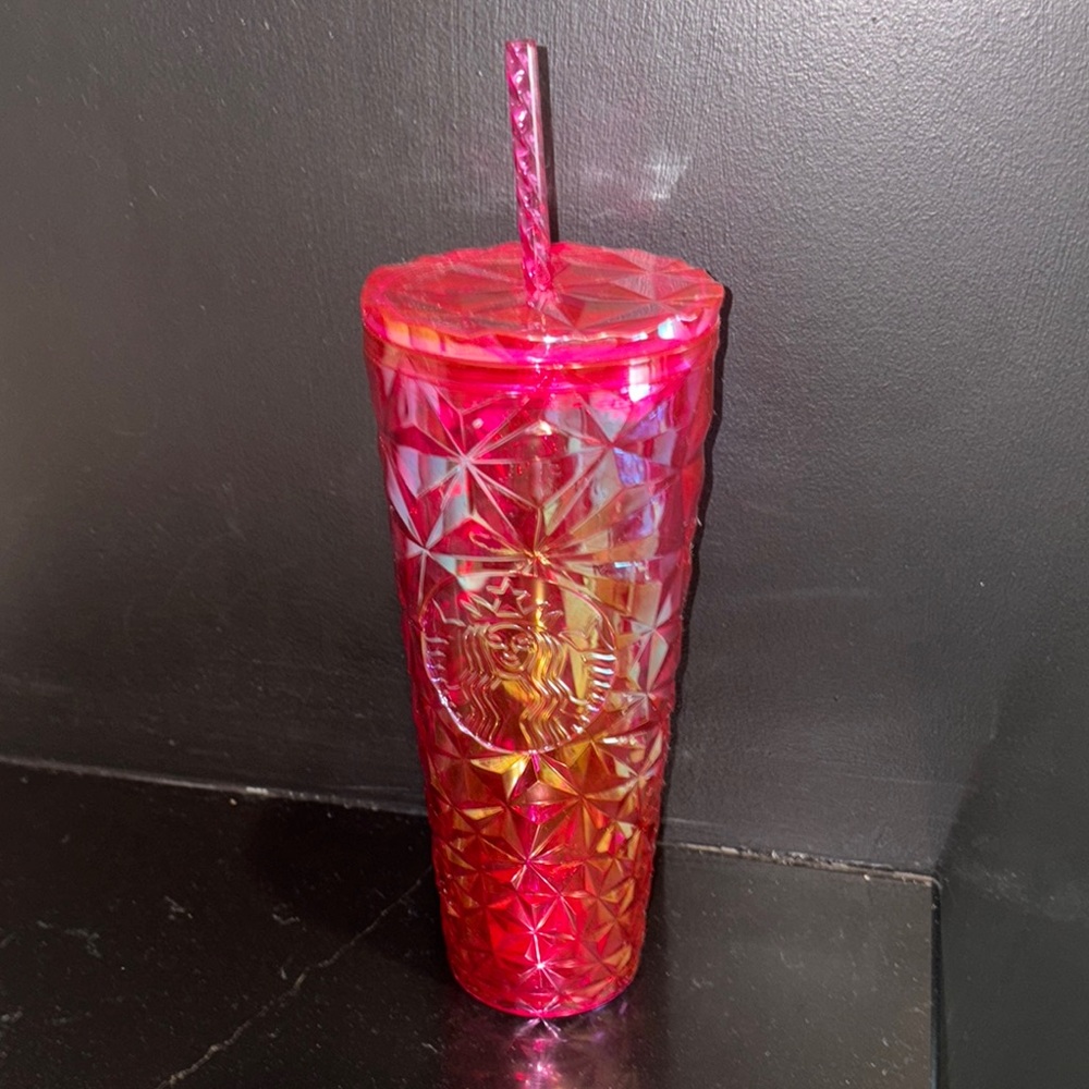 Starbucks Pink Geometric Tumbler with Straw